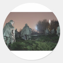 Korean War Memorial Washington Monument night Round Stickers