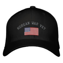 Korean War Vet with American Flag Embroidered Baseball Caps