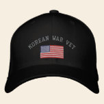 Korean War Vet with American Flag embroidered hats