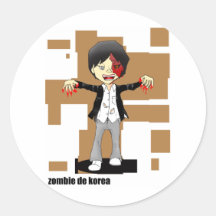 Korean Zombie Round Stickers