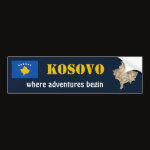 Kosovo Flag Map Text Bumper Sticker