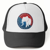 Kozzi-illustrated-image-of-a-elephant-badge-5000x5 Trucker Hat