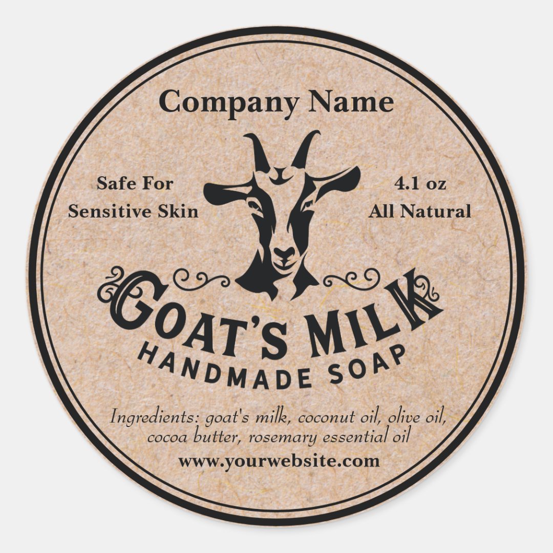 Kraft Goat S Milk Soap Label Sticker Round Zazzle