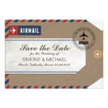 Kraft Paper Airmail Luggage Tag Save the Date Announcement