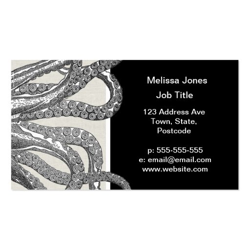 Kraken - Black Giant Octopus / Cthulu Business Card Templates (front side)