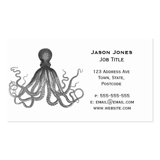 Kraken - Black Giant Octopus / Cthulu Business Card Template (front side)