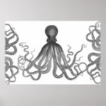 Kraken - Black Giant Octopus / Cthulu Print