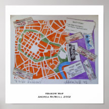 Krakow map poster