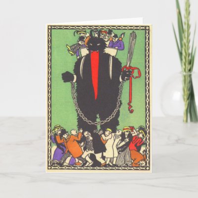 Krampus Collecting The Bad People Greeting Cards