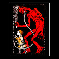 Krampus has a long tongue postcards