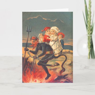 Krampus Kidnapping Children Cards