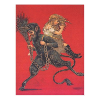 Krampus Kidnapping Girl Post Cards