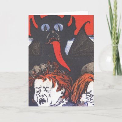 Krampus Punishing Children Card