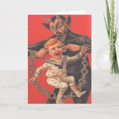 Krampus Punishing Little Boy Card