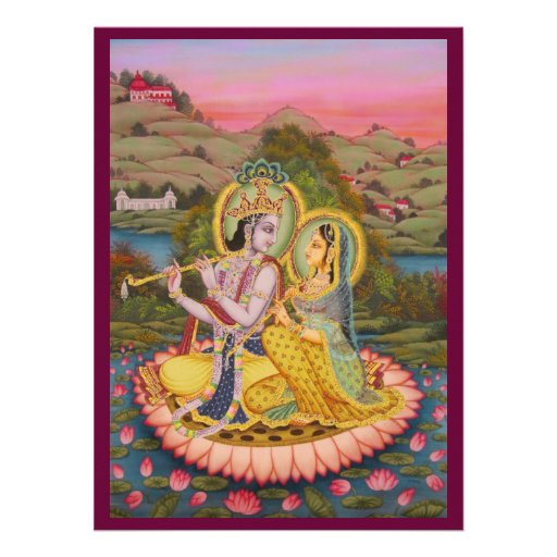 Krishna and Radha on lotusInvitation