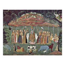 Krishna And The Mountain Govardhan By Shahadin Announcements