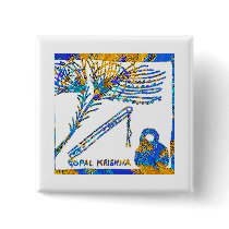 Krishna - Flute, Peacock Feather n Buttermilk buttons