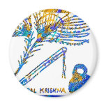 Krishna - Flute, Peacock Feather n Buttermilk Fridge Magnet