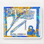 Krishna - Flute, Peacock Feather n Buttermilk Mouse Pad