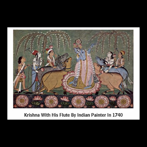 Krishna With His Flute By Indian Painter In 1740 Print