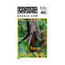 Krista's I Love Great Apes medium-size wildlife Postage Stamp