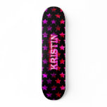 Kristin skateboard pink fire and flames design.