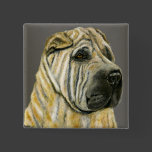 Kruger - Shar Pei Dog Art Pinback Buttons