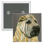 Kruger - Shar Pei Dog Art Pinback Buttons