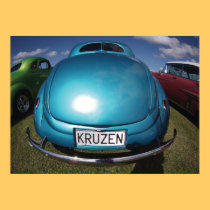 KRUZEN Blue Classic Car wideangle shot posters
