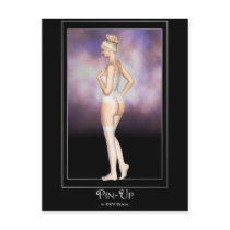KRW All in White Blonde Pin Up postcards