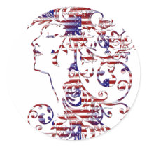 KRW American Beauty Female Patriotic Profile stickers