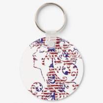 KRW American Beauty Patriotic Female Profile keychains by KRWDesigns KRW American Beauty Patriotic Female Profile keychains