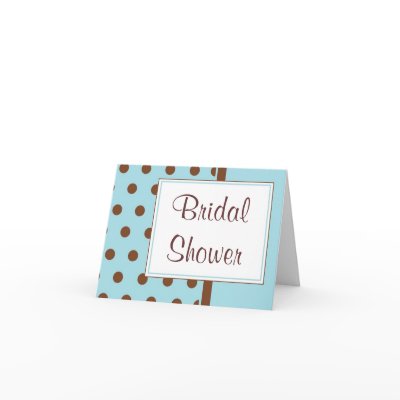 KRW Aqua and Brown Polka Dot Shower Invitation Card by KRWWedding