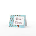 KRW Aqua and Brown Polka Dot Shower Invitation cards