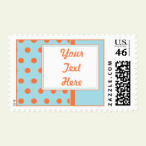 KRW Aqua and Orange Dots Custom Wedding postage by KRWWedding KRW Aqua and Orange Dots Custom Wedding postage