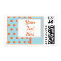 KRW Aqua and Orange Dots Custom Wedding postage