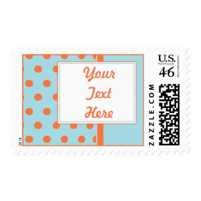 KRW Aqua and Orange Dots Custom Wedding Stamps