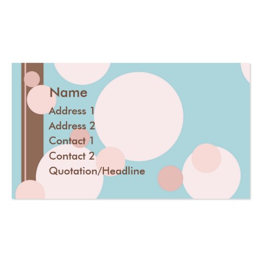 KRW Aqua Pink and Brown Dots Custom Business Card (front side)