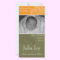 KRW Autumn Leaf Custom Photo Birth Announcement photo cards