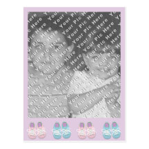 KRW Baby Booties Custom Photo Birth Announcement Post Cards
