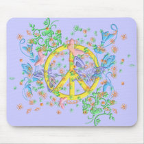 KRW Beautiful Butterfly Peace Symbol mousepads by KRWDesigns KRW Beautiful Butterfly Peace Symbol mousepads
