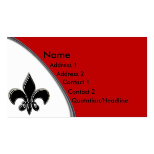KRW Black and Red Fleur De Lis Two Tone Business Cards (front side)
