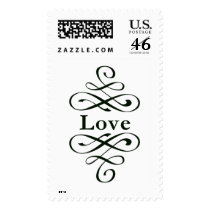 KRW Black Elegant Swirl Love Wedding postage by KRWWedding KRW Black Elegant Swirl Love Wedding postage