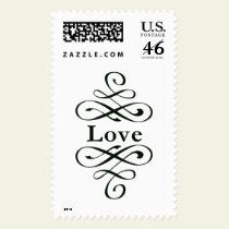 KRW Black Elegant Swirl Love Wedding postage