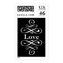 KRW Black Elegant Swirl Love Wedding postage