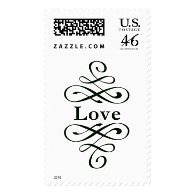 KRW Black Elegant Swirl Love Wedding Stamp