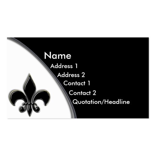KRW Black Fleur De Lis Two Tone Business Card (front side)