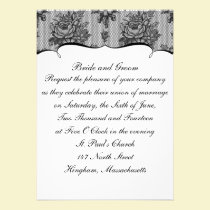 KRW Black French Lace Header Wedding Invitation invitations