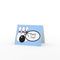KRW Blue Bowling Thank You Card cards