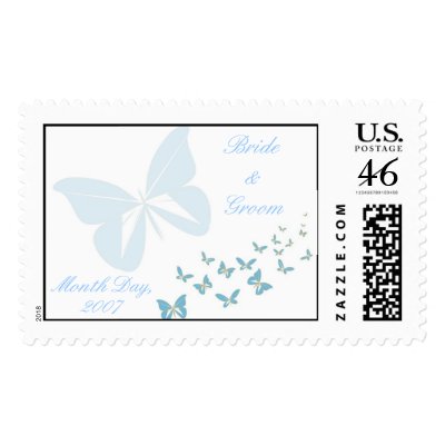 KRW Blue Butterfly Custom Wedding Stamp by KRWWedding